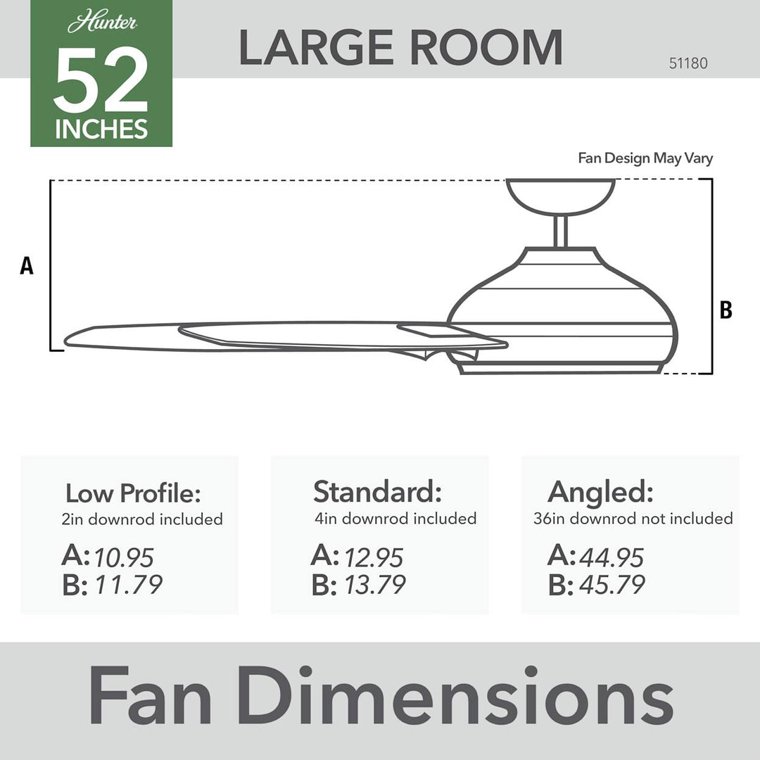 Hunter Kennicott Outdoor 52 inch |Matte Black 51180 Outdoor Ceiling Fans Hunter   