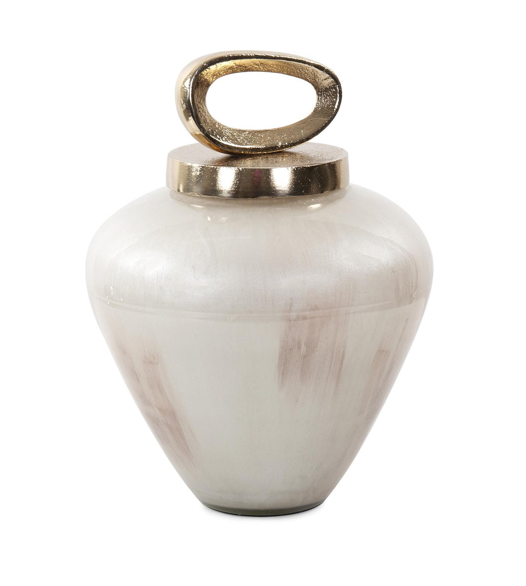 Howard Elliott Collection Reza Glass Urn with Ornate Metal Top, Small Decorative Accents Howard Elliott Collection   