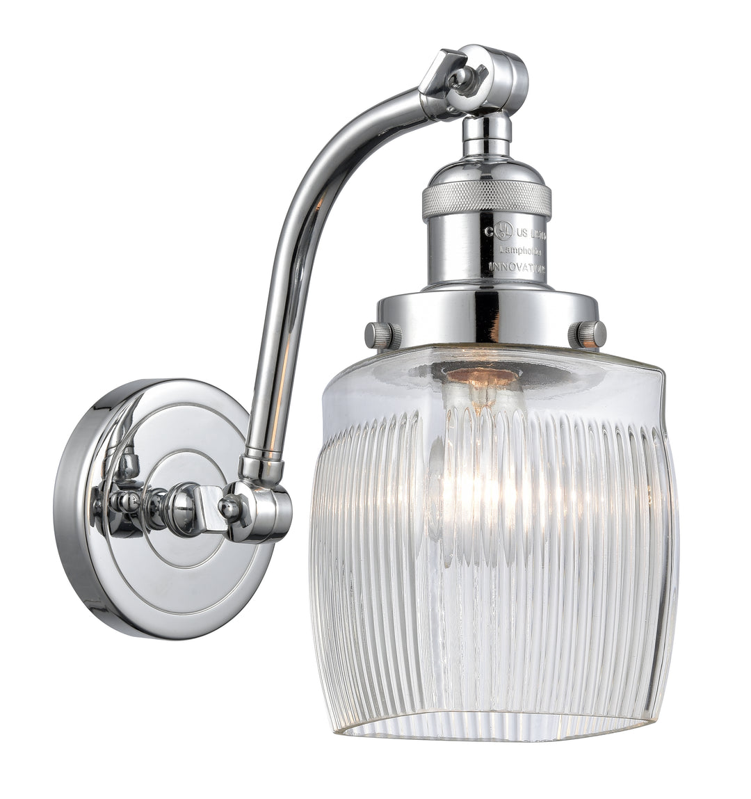 Innovations Lighting Colton Sconce - Polished Chrome Wall Sconces Innovations Lighting Clear Halophane ; Glass Type: Transparent; Ribbed  