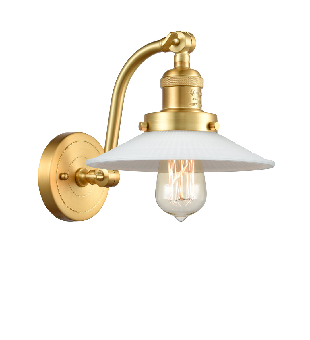 Innovations Lighting Halophane Sconce - Satin Gold Wall Sconces Innovations Lighting Matte White Halophane ; Glass Type: Frosted  