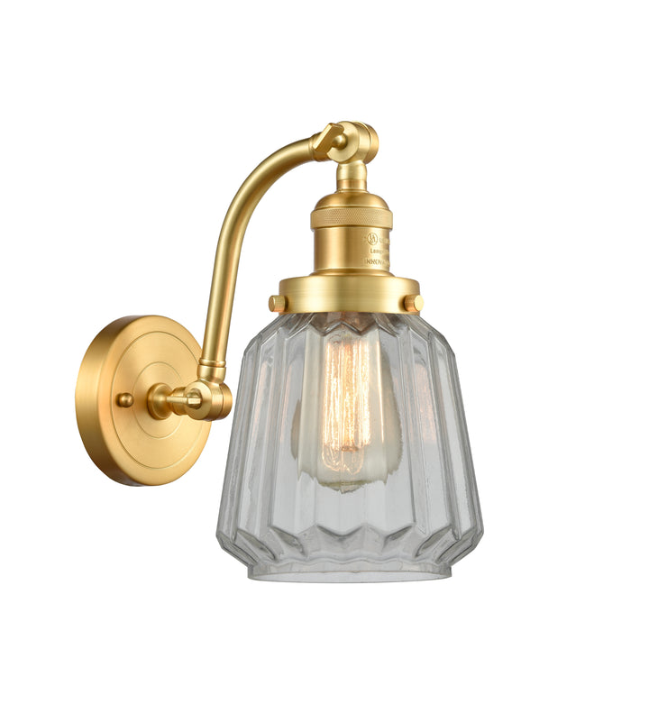 Innovations Lighting Chatham Sconce - Satin Gold Wall Sconces Innovations Lighting Clear ; Glass Type: Transparent; Ribbed  