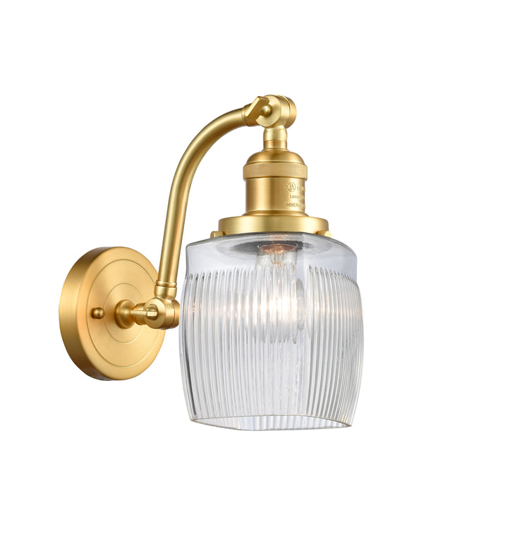 Innovations Lighting Colton Sconce - Satin Gold Wall Sconces Innovations Lighting Clear Halophane ; Glass Type: Transparent; Ribbed  