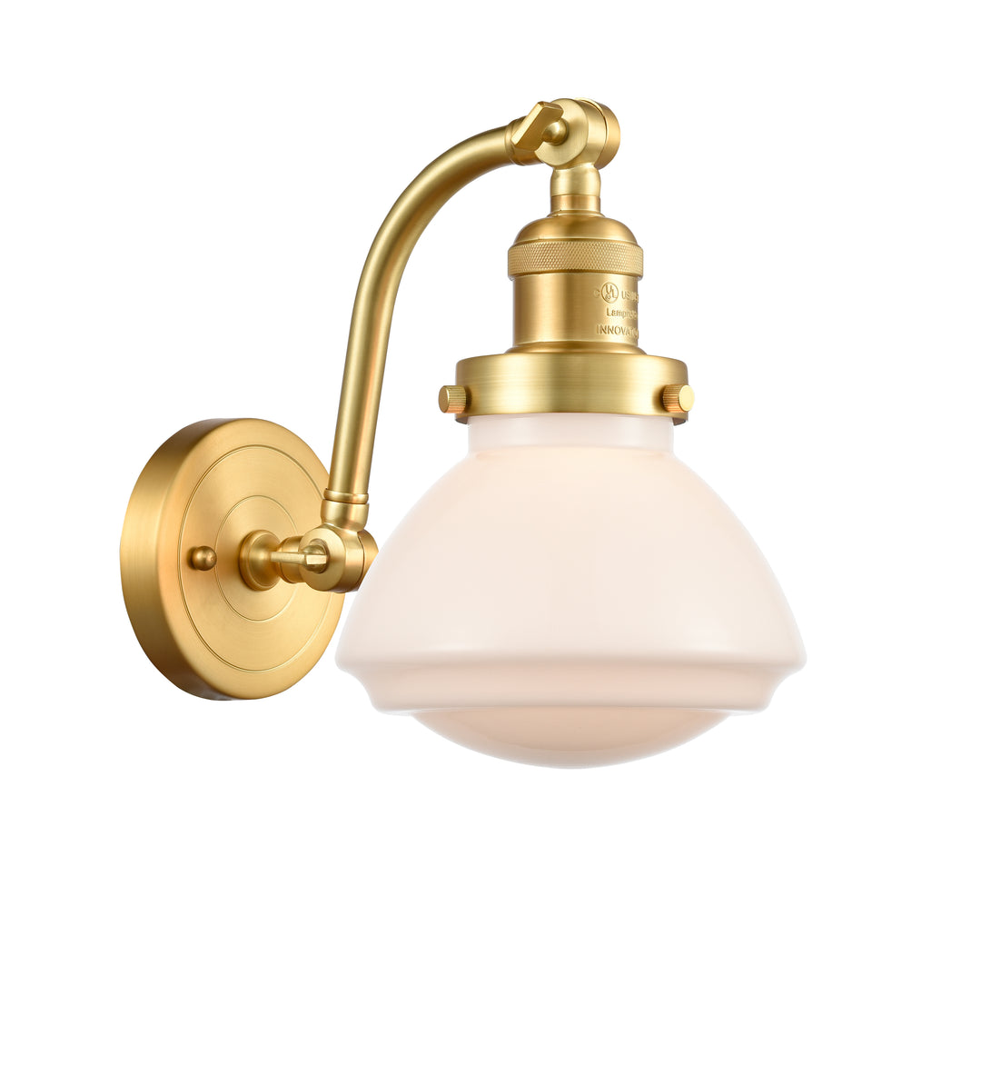 Innovations Lighting Olean Sconce - Satin Gold Wall Sconces Innovations Lighting Matte White ; Glass Type: Frosted  