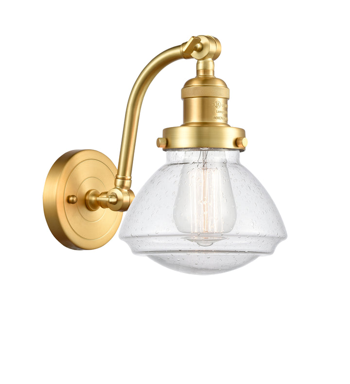 Innovations Lighting Olean Sconce - Satin Gold Wall Sconces Innovations Lighting Seedy ; Glass Type: Seeded  