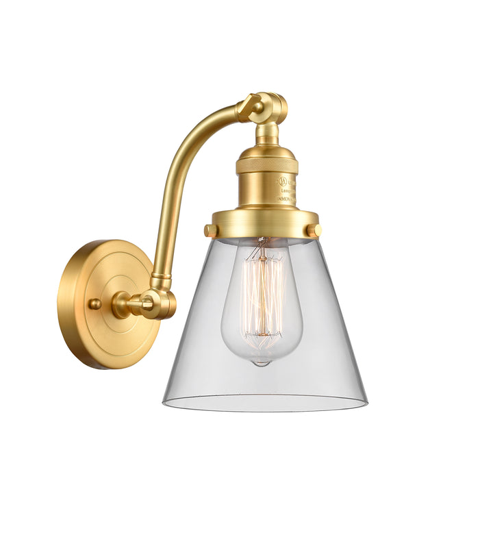 Innovations Lighting Cone 6" Sconce - Satin Gold Wall Sconces Innovations Lighting Clear ; Glass Type: Transparent  