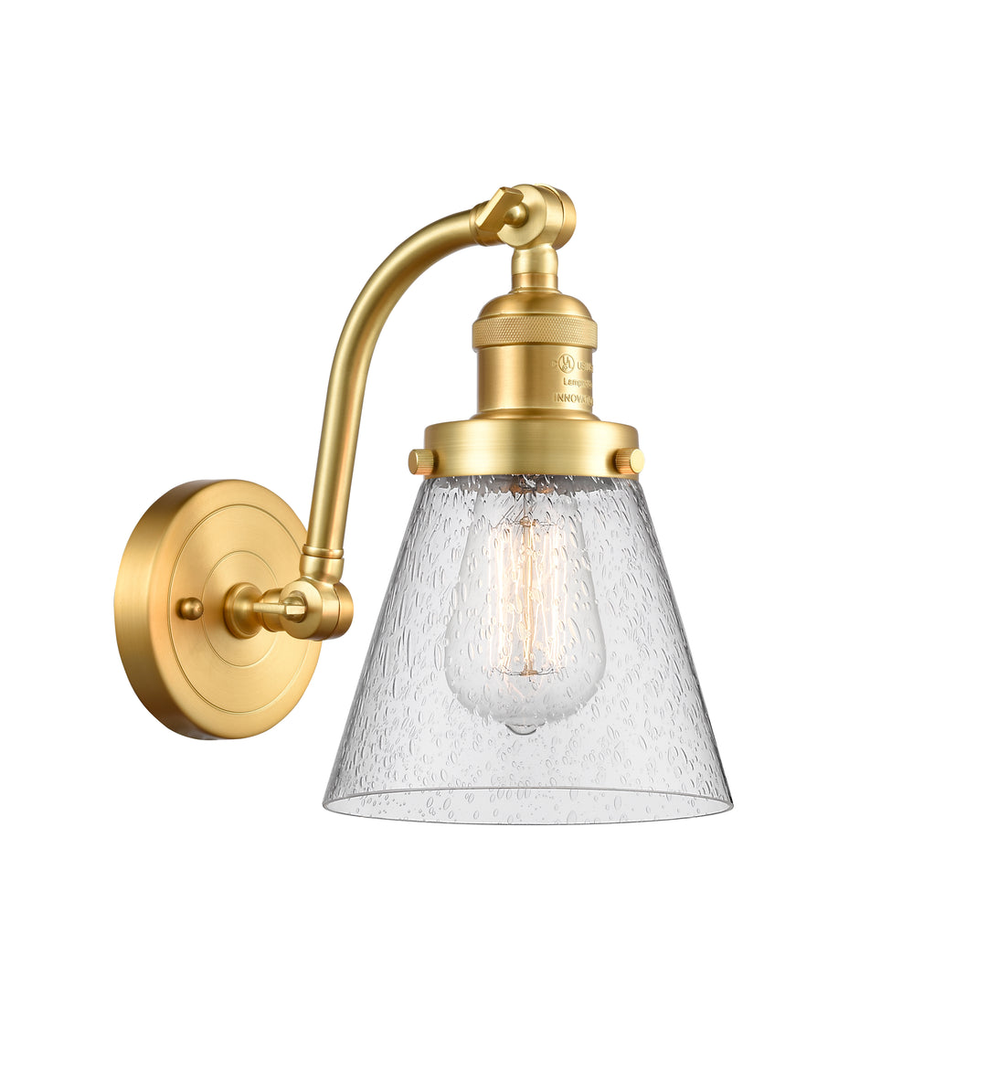 Innovations Lighting Cone 6" Sconce - Satin Gold Wall Sconces Innovations Lighting Seedy ; Glass Type: Seeded  