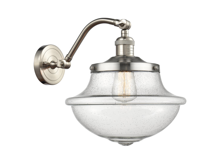 Innovations Lighting Oxford 8" Sconce - Brushed Satin Nickel Wall Sconces Innovations Lighting Seedy ; Glass Type: Seeded  