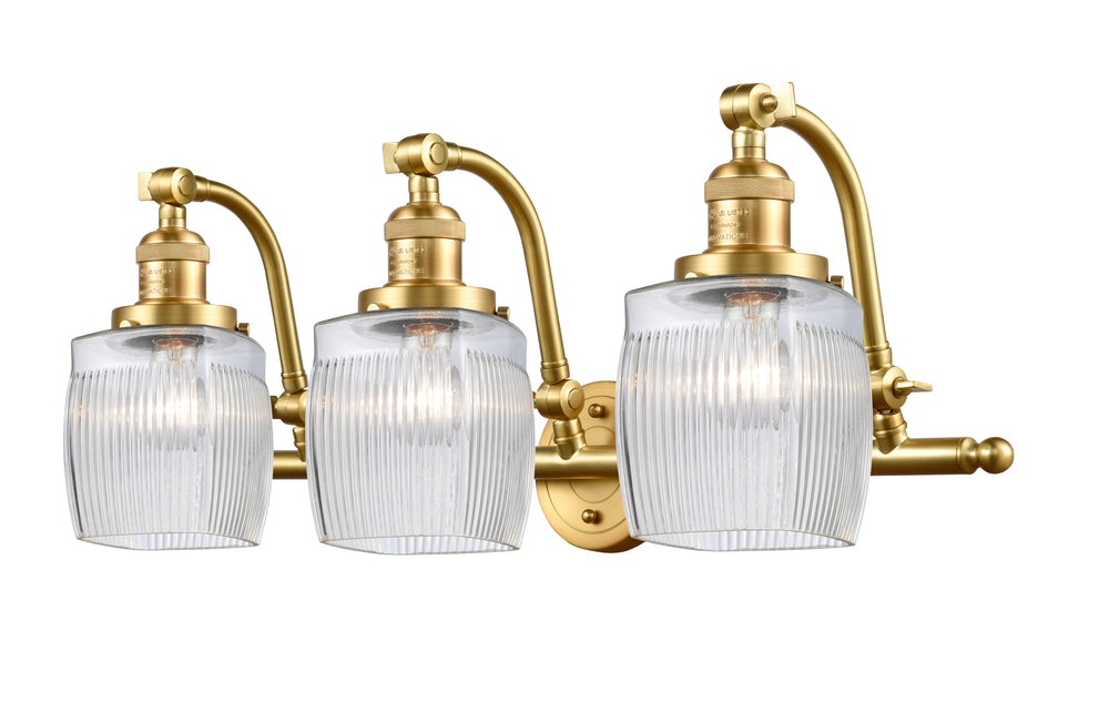 Innovations Lighting Colton Bath Vanity Light - Satin Gold Vanity Lights Innovations Lighting Clear Halophane ; Glass Type: Transparent; Ribbed  