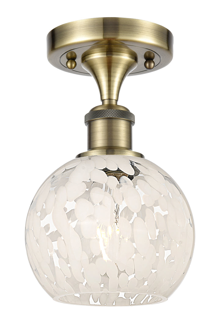 Innovations Lighting White Mouchette 6" Semi-Flush Mount - Antique Brass Ceiling Semi Flush Mounts Innovations Lighting   