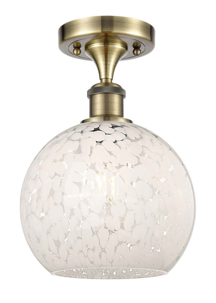 Innovations Lighting White Mouchette 8" Semi-Flush Mount - Antique Brass