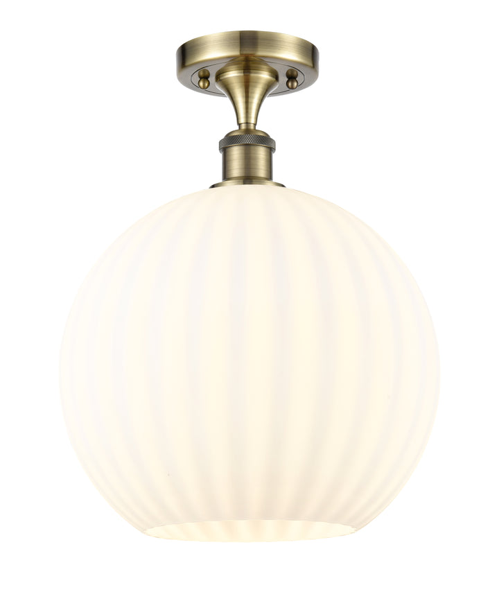 Innovations Lighting White Venetian 12" Semi-Flush Mount - Antique Brass