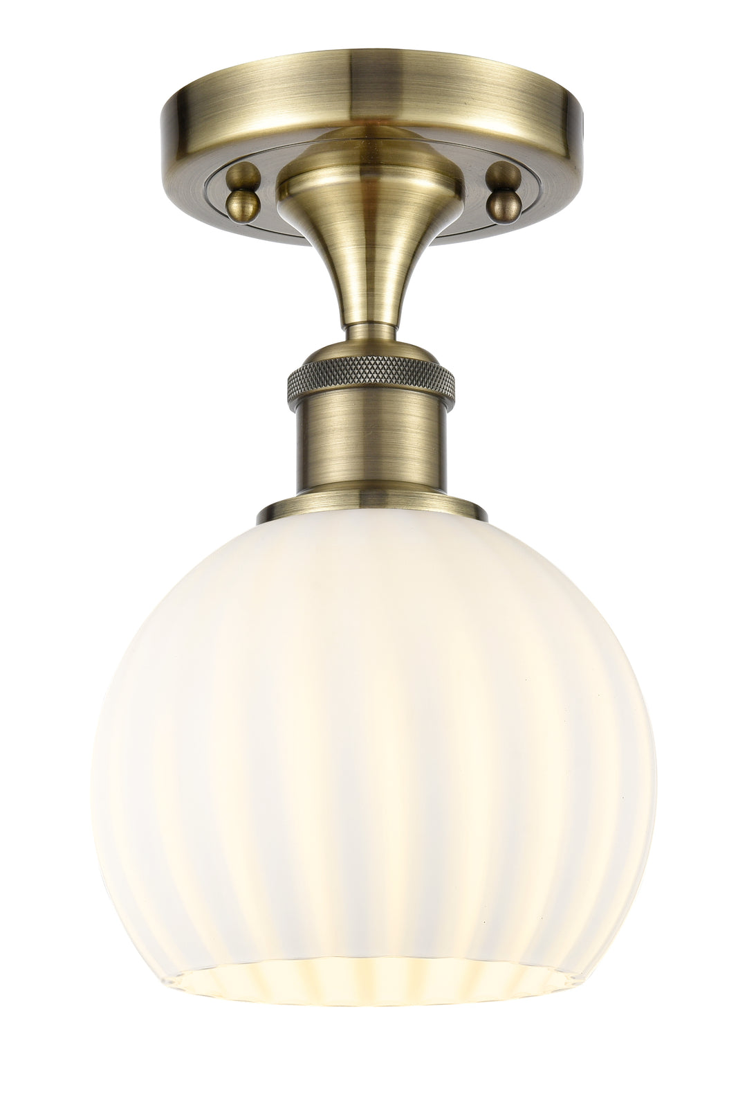 Innovations Lighting White Venetian 6" Semi-Flush Mount - Antique Brass