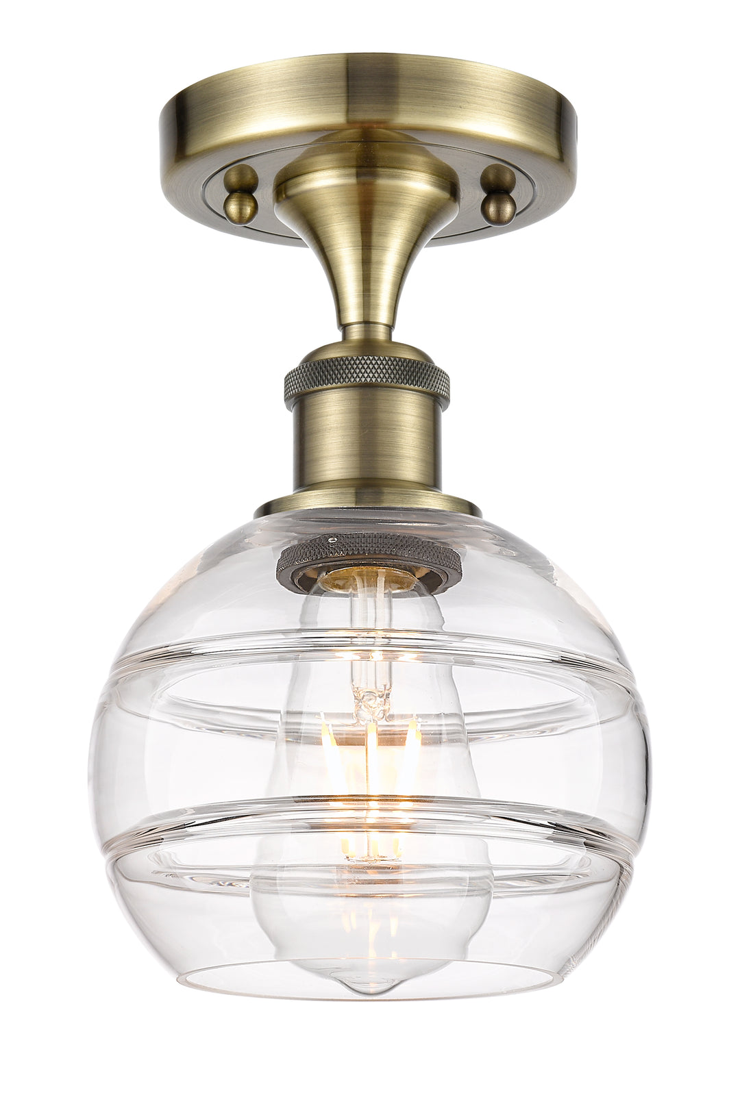 Innovations Lighting Rochester 6" Semi-Flush Mount - Antique Brass Ceiling Semi Flush Mounts Innovations Lighting   