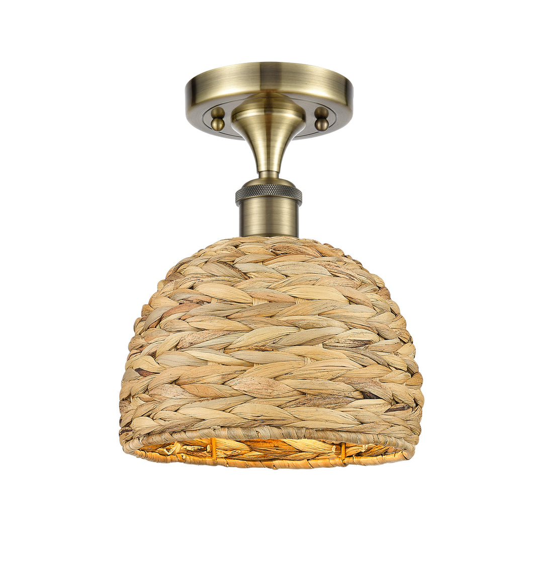 Innovations Lighting Woven Rattan 8" Semi-Flush Mount