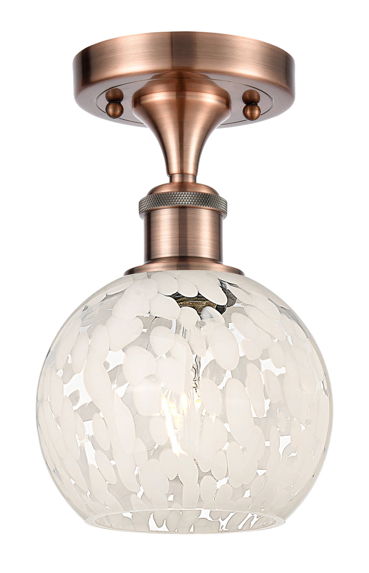 Innovations Lighting White Mouchette 6" Semi-Flush Mount - Antique Copper