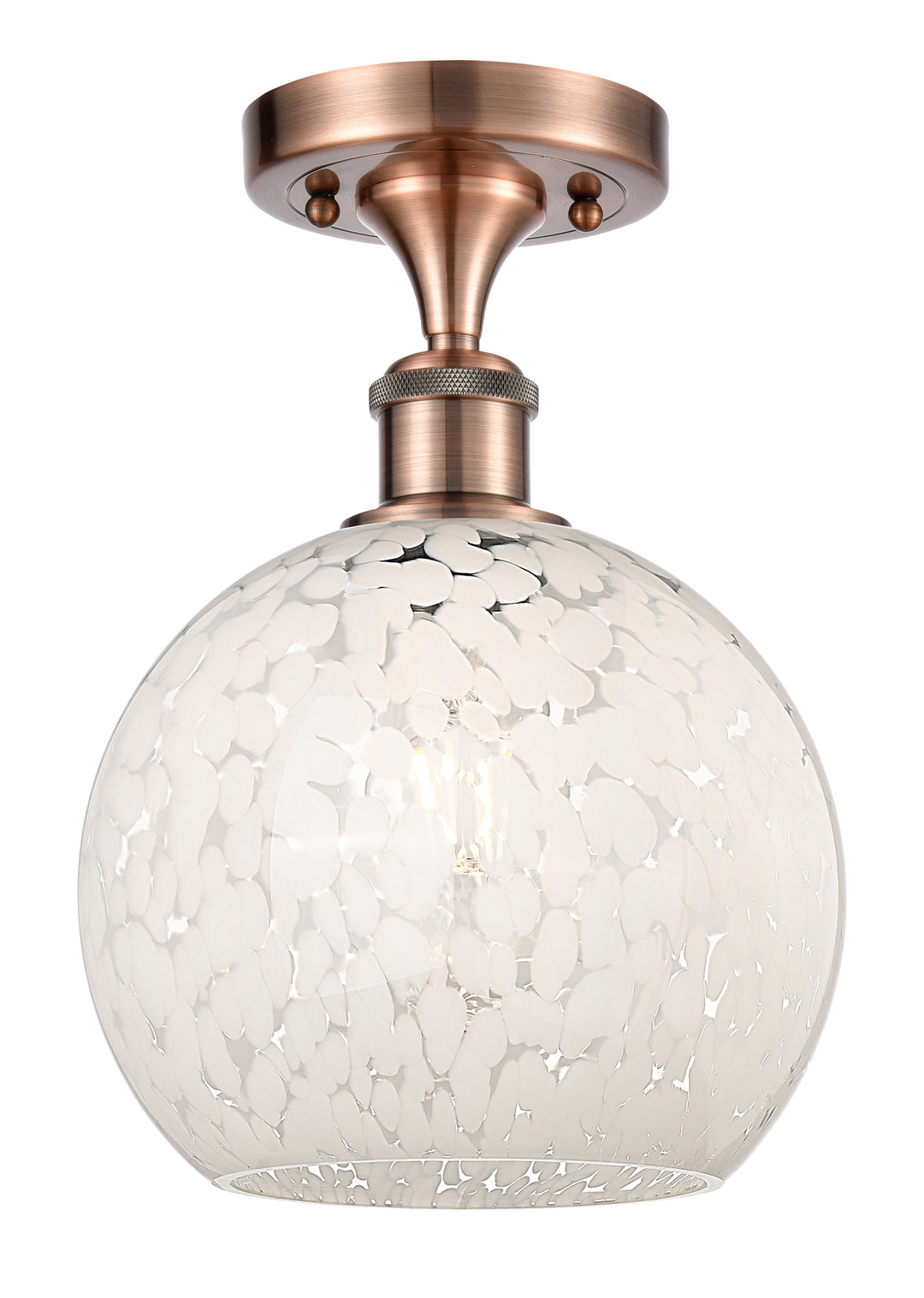 Innovations Lighting White Mouchette 8" Semi-Flush Mount - Antique Copper Ceiling Semi Flush Mounts Innovations Lighting   