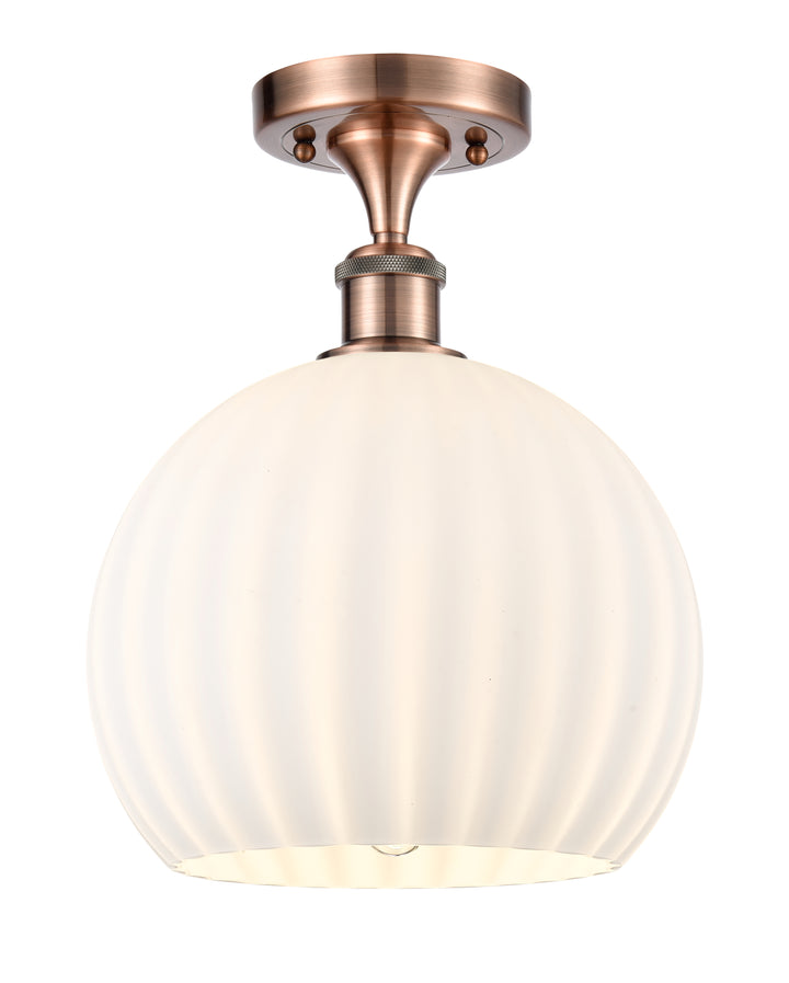 Innovations Lighting White Venetian 10" Semi-Flush Mount - Antique Copper Ceiling Semi Flush Mounts Innovations Lighting   