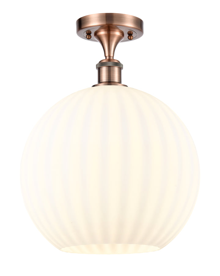 Innovations Lighting White Venetian 12" Semi-Flush Mount - Antique Copper