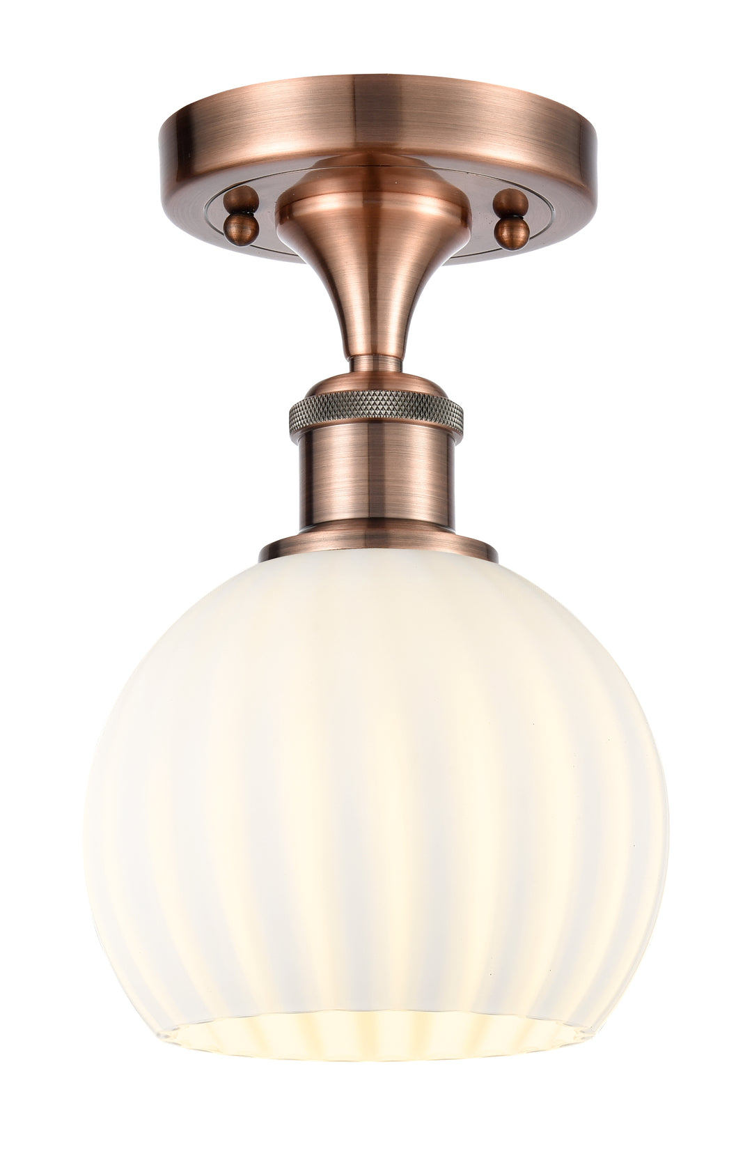 Innovations Lighting White Venetian 6" Semi-Flush Mount - Antique Copper Ceiling Semi Flush Mounts Innovations Lighting   