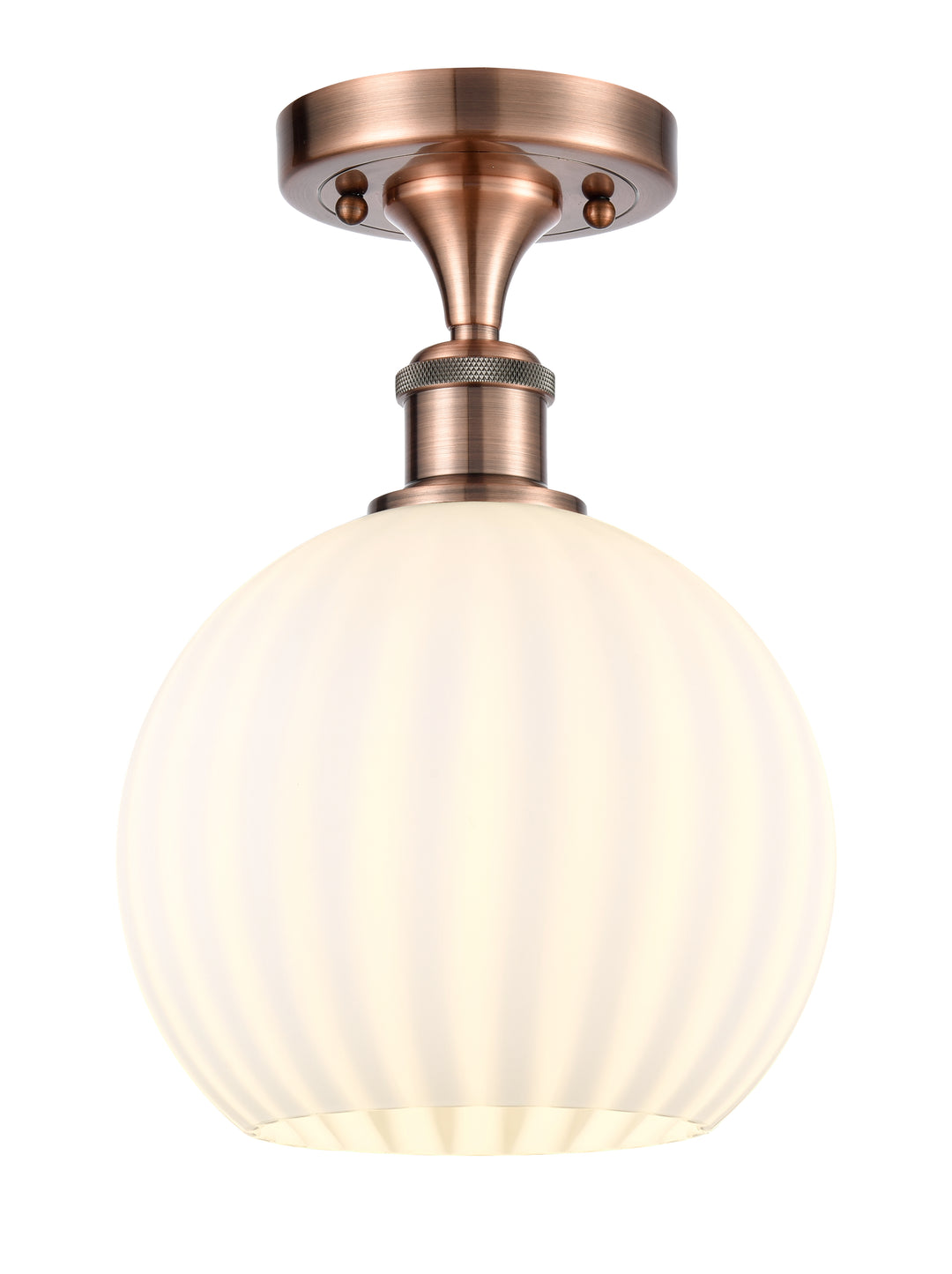 Innovations Lighting White Venetian 8" Semi-Flush Mount - Antique Copper