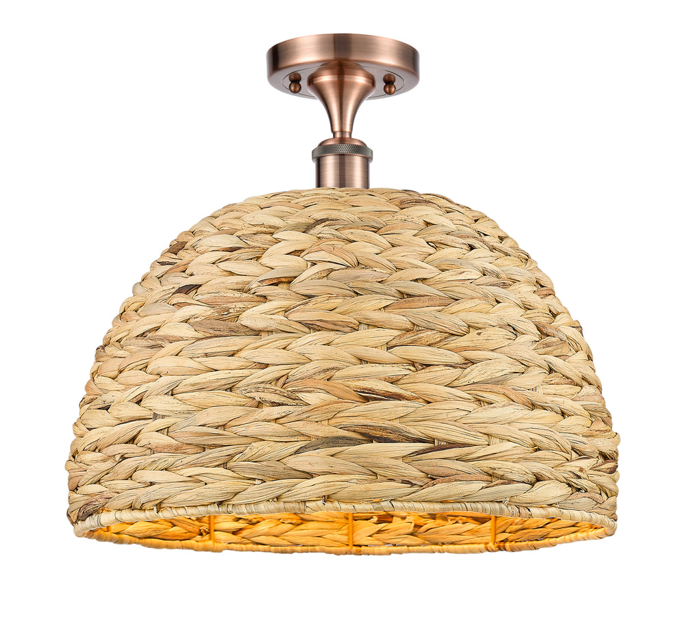 Innovations Lighting Woven Rattan 16" Semi-Flush Mount