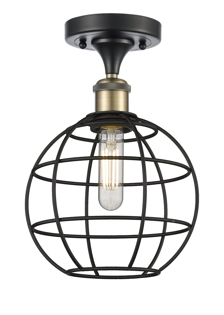 Innovations Lighting Lake Placid 8" Semi-Flush Mount Ceiling Semi Flush Mounts Innovations Lighting Black Antique Brass  