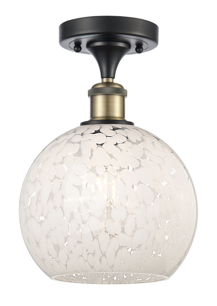 Innovations Lighting White Mouchette 8" Semi-Flush Mount - Black Antique Brass