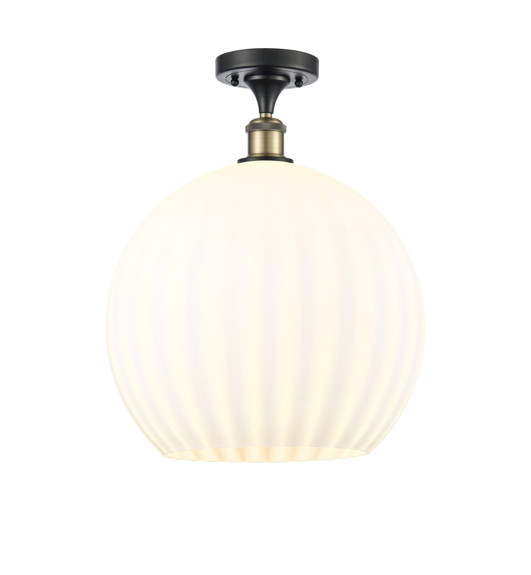 Innovations Lighting White Venetian 14" Semi-Flush Mount - Black Antique Brass Ceiling Semi Flush Mounts Innovations Lighting White Venetian ; Glass Type: White  