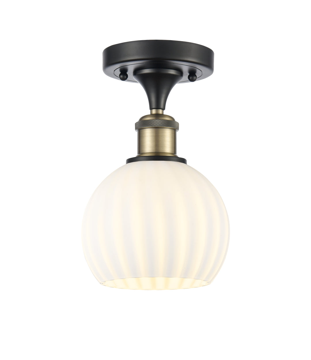 Innovations Lighting White Venetian 6" Semi-Flush Mount - Black Antique Brass Ceiling Semi Flush Mounts Innovations Lighting   