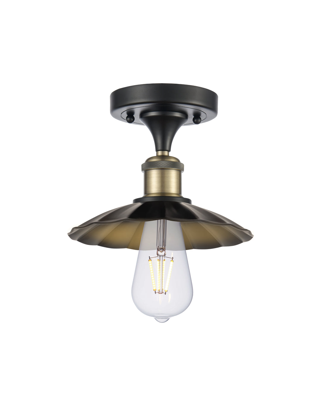 Innovations Lighting Scallop 7.5" Semi-Flush Mount - Black Antique Brass