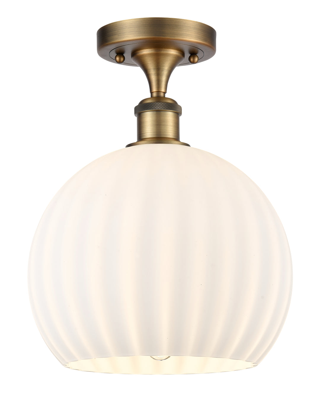 Innovations Lighting White Venetian 10" Semi-Flush Mount - Brushed Brass