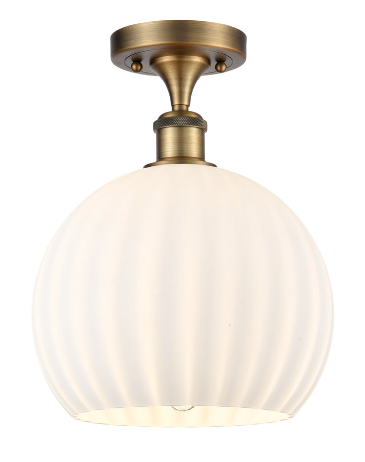 Innovations Lighting White Venetian 10" Semi-Flush Mount - Brushed Brass Ceiling Semi Flush Mounts Innovations Lighting   