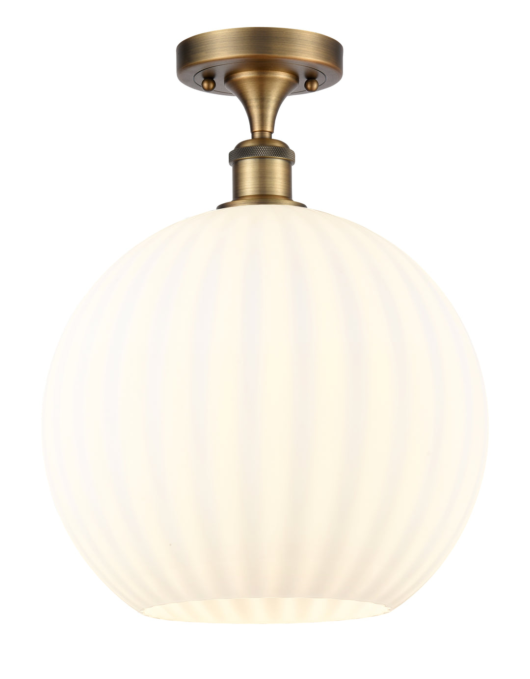 Innovations Lighting White Venetian 12" Semi-Flush Mount - Brushed Brass Ceiling Semi Flush Mounts Innovations Lighting   