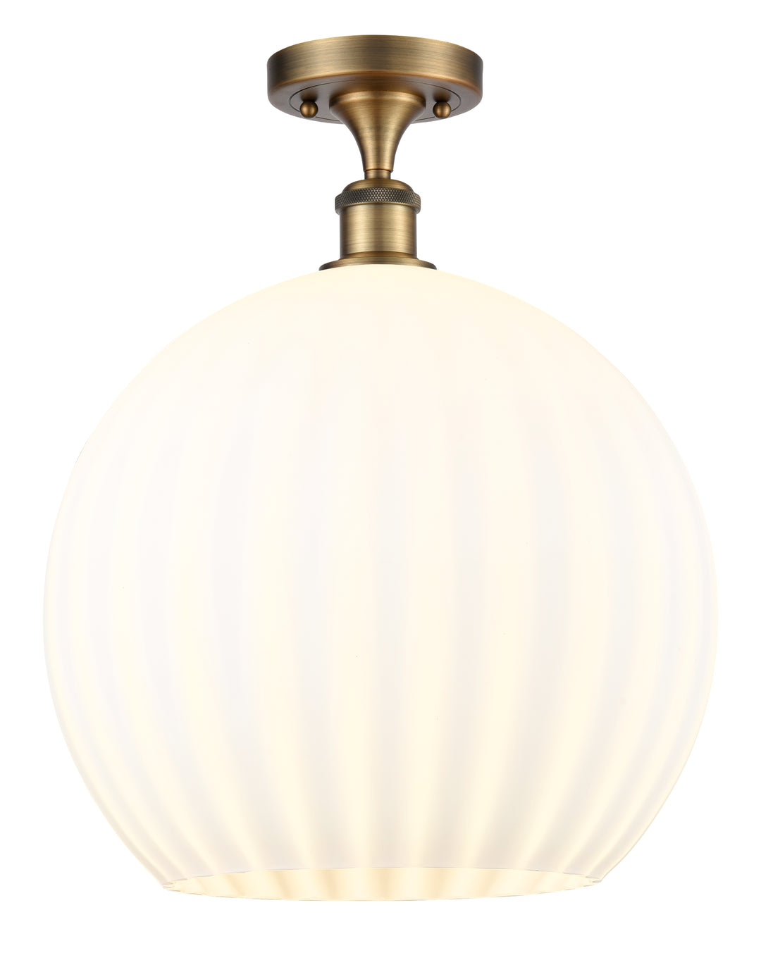 Innovations Lighting White Venetian 14" Semi-Flush Mount - Brushed Brass Ceiling Semi Flush Mounts Innovations Lighting   