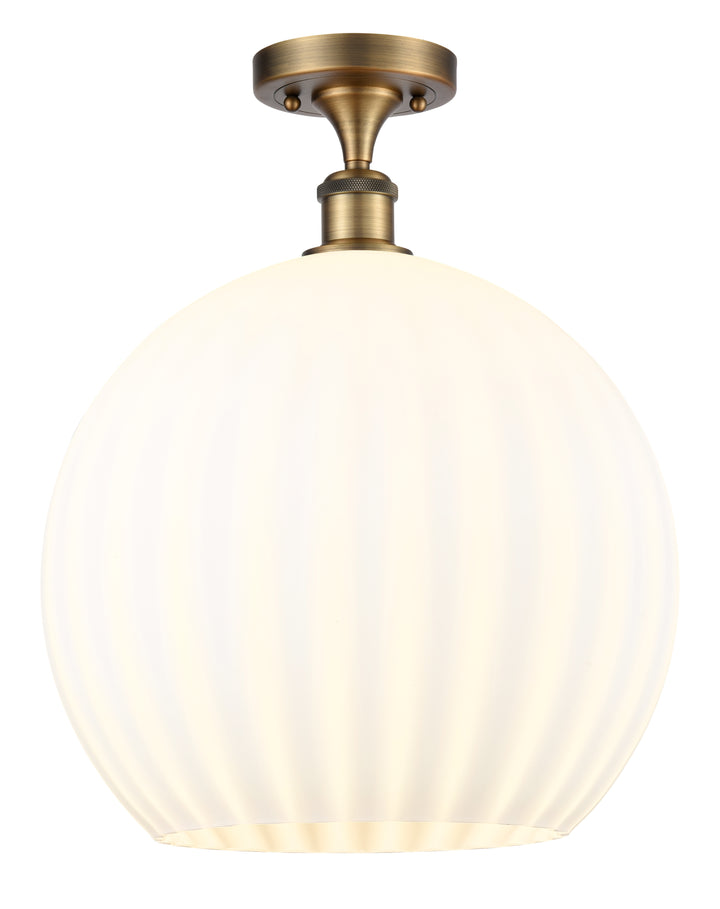 Innovations Lighting White Venetian 14" Semi-Flush Mount - Brushed Brass