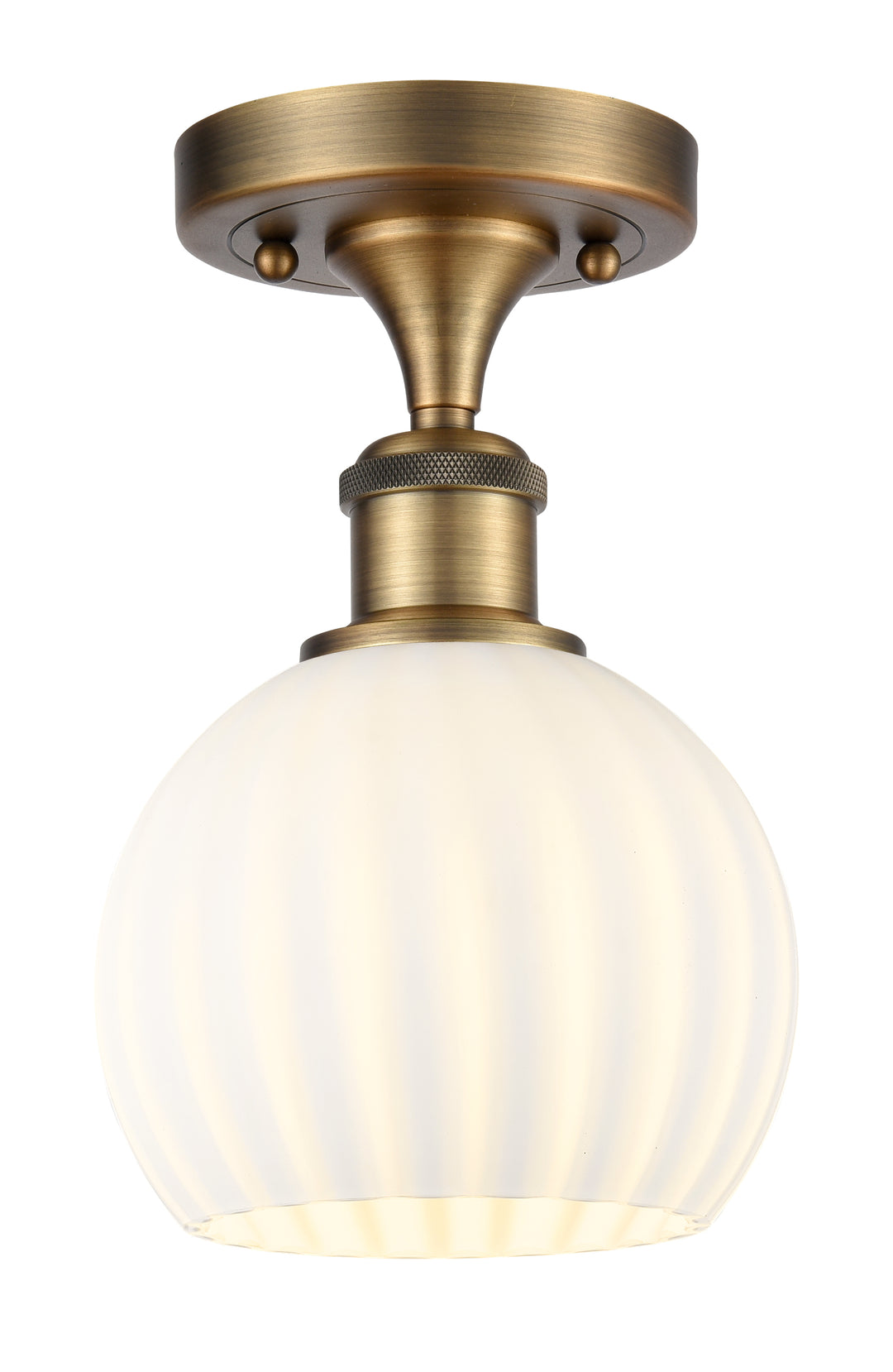 Innovations Lighting White Venetian 6" Semi-Flush Mount - Brushed Brass Ceiling Semi Flush Mounts Innovations Lighting   