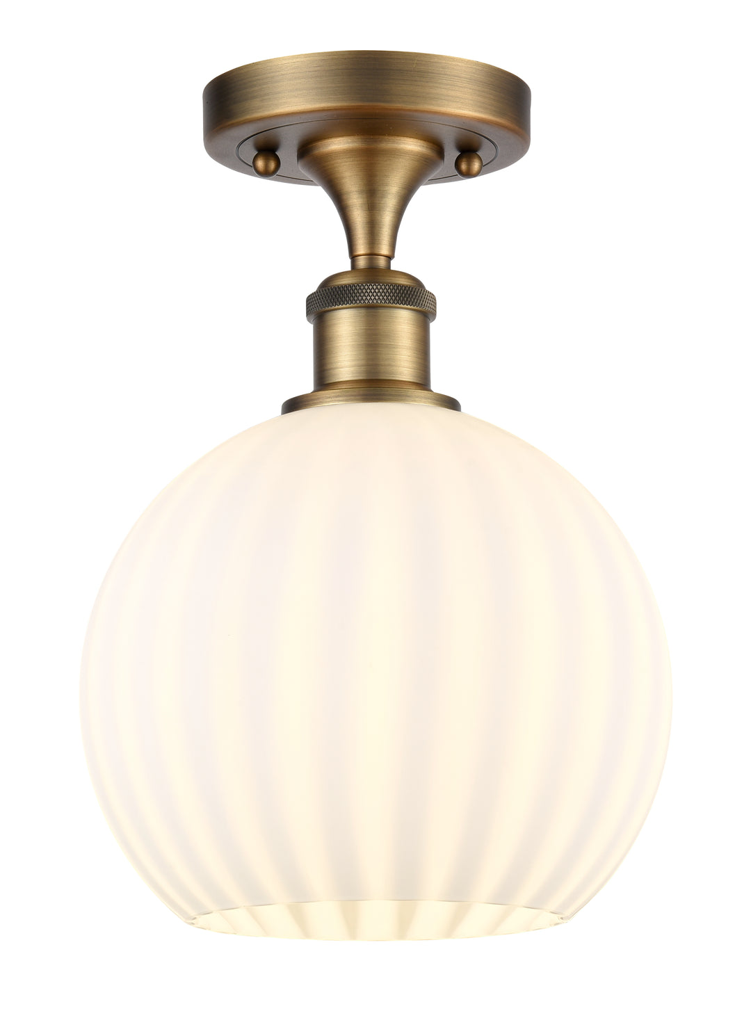 Innovations Lighting White Venetian 8" Semi-Flush Mount - Brushed Brass Ceiling Semi Flush Mounts Innovations Lighting   