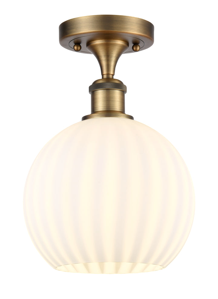 Innovations Lighting White Venetian 8" Semi-Flush Mount - Brushed Brass