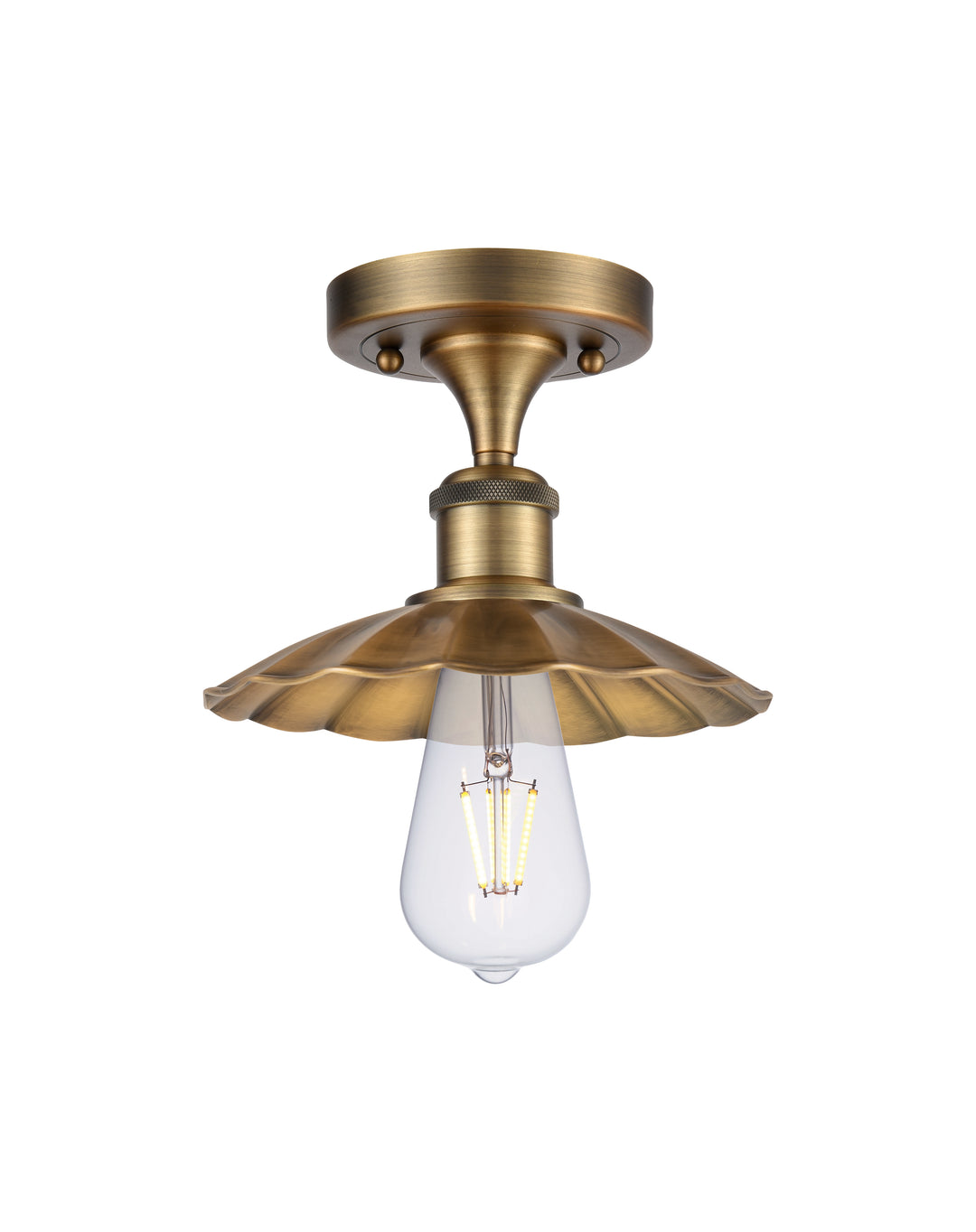 Innovations Lighting Scallop 7.5" Semi-Flush Mount - Brushed Brass Ceiling Semi Flush Mounts Innovations Lighting   