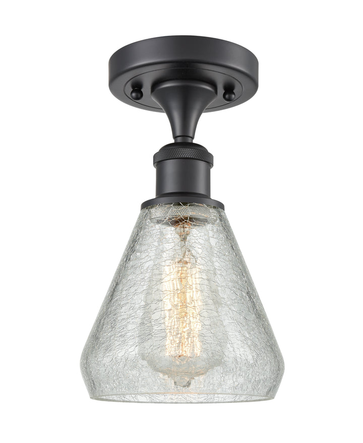 Innovations Lighting Conesus 6" Semi-Flush Mount - Matte Black Ceiling Semi Flush Mounts Innovations Lighting Clear Crackle ; Glass Type: Crackled  