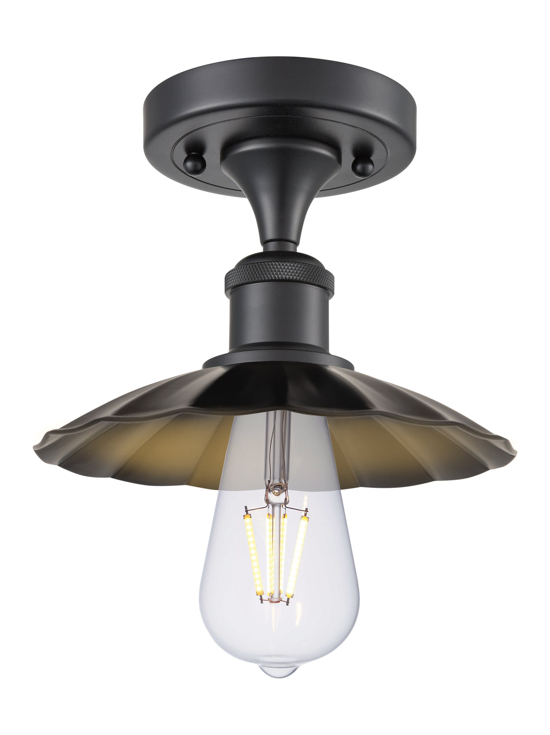 Innovations Lighting Scallop 7.5" Semi-Flush Mount - Matte Black