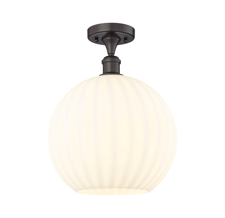 Innovations Lighting White Venetian 12" Semi-Flush Mount - Oil Rubbed Bronze