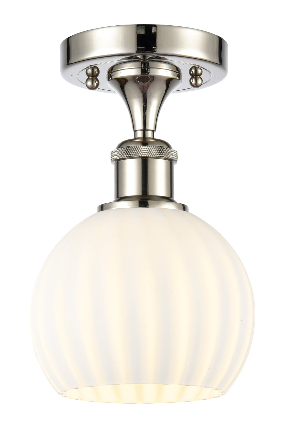 Innovations Lighting White Venetian 6" Semi-Flush Mount - Polished Nickel