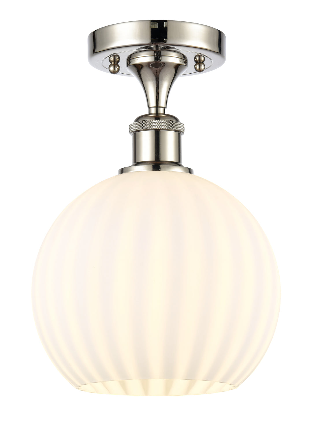 Innovations Lighting White Venetian 8" Semi-Flush Mount - Polished Nickel