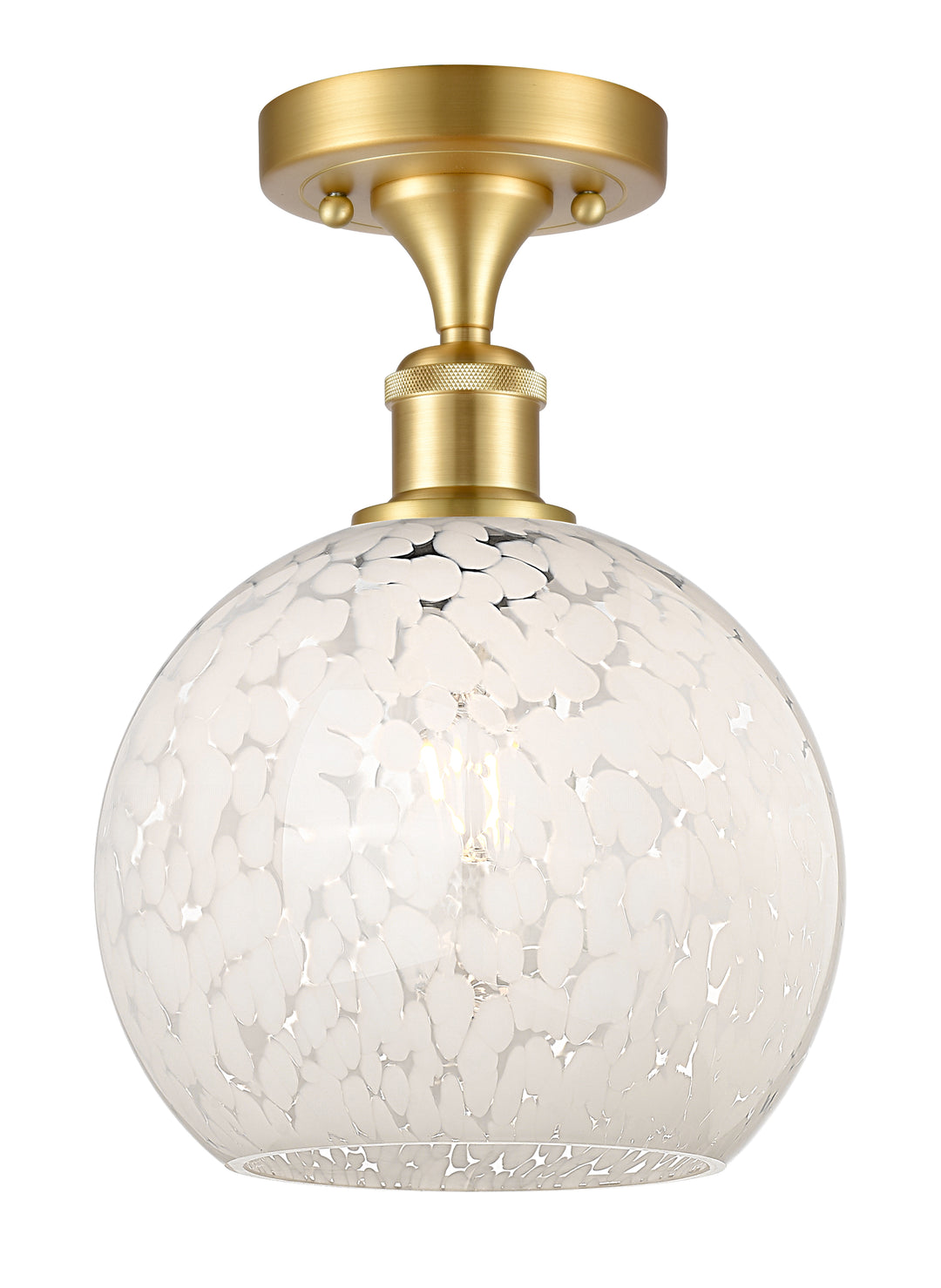 Innovations Lighting White Mouchette 8" Semi-Flush Mount - Satin Gold