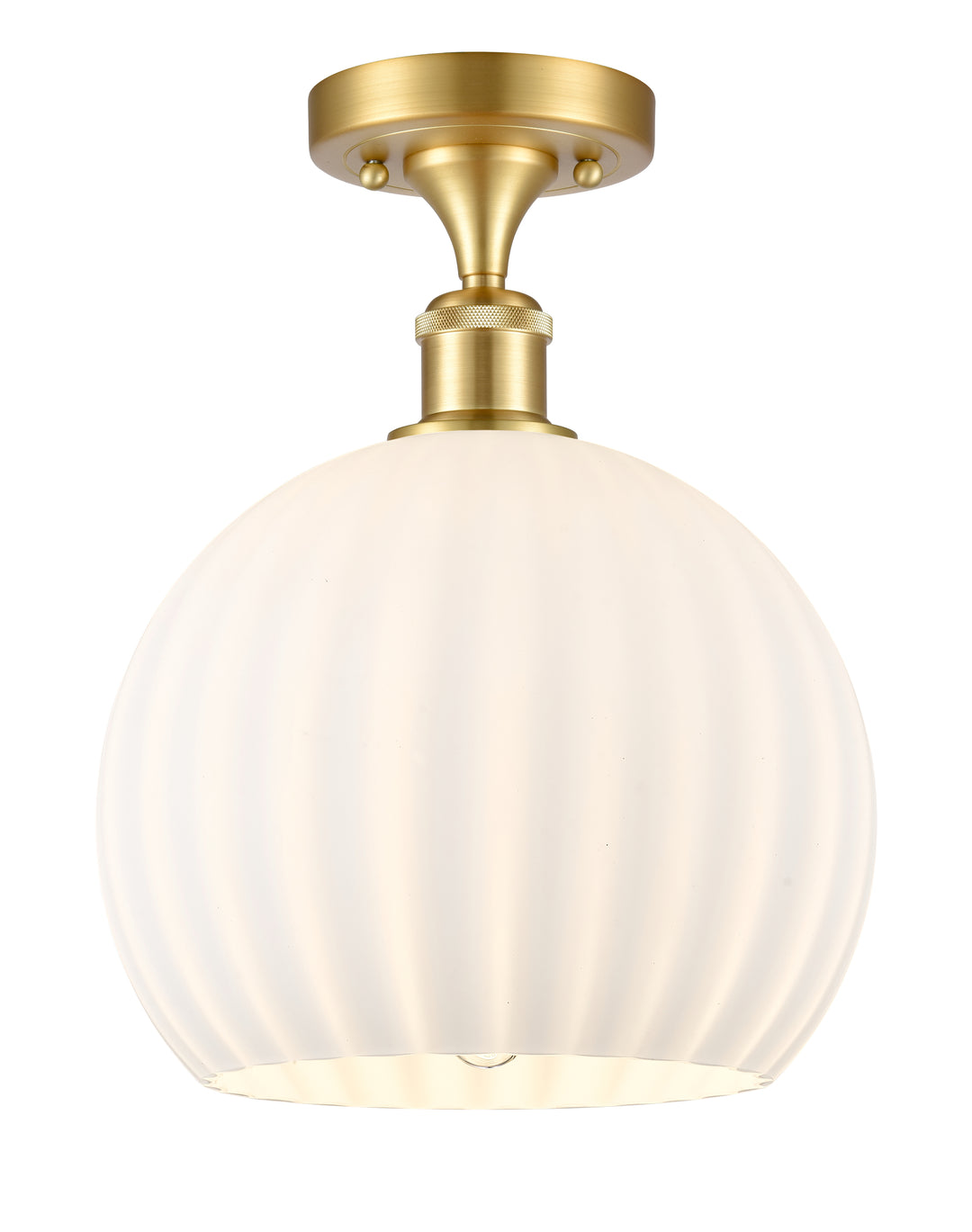 Innovations Lighting White Venetian 10" Semi-Flush Mount - Satin Gold Ceiling Semi Flush Mounts Innovations Lighting   