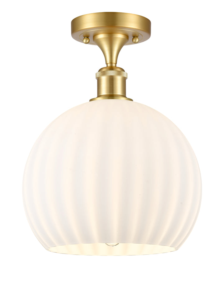 Innovations Lighting White Venetian 10" Semi-Flush Mount - Satin Gold Ceiling Semi Flush Mounts Innovations Lighting   