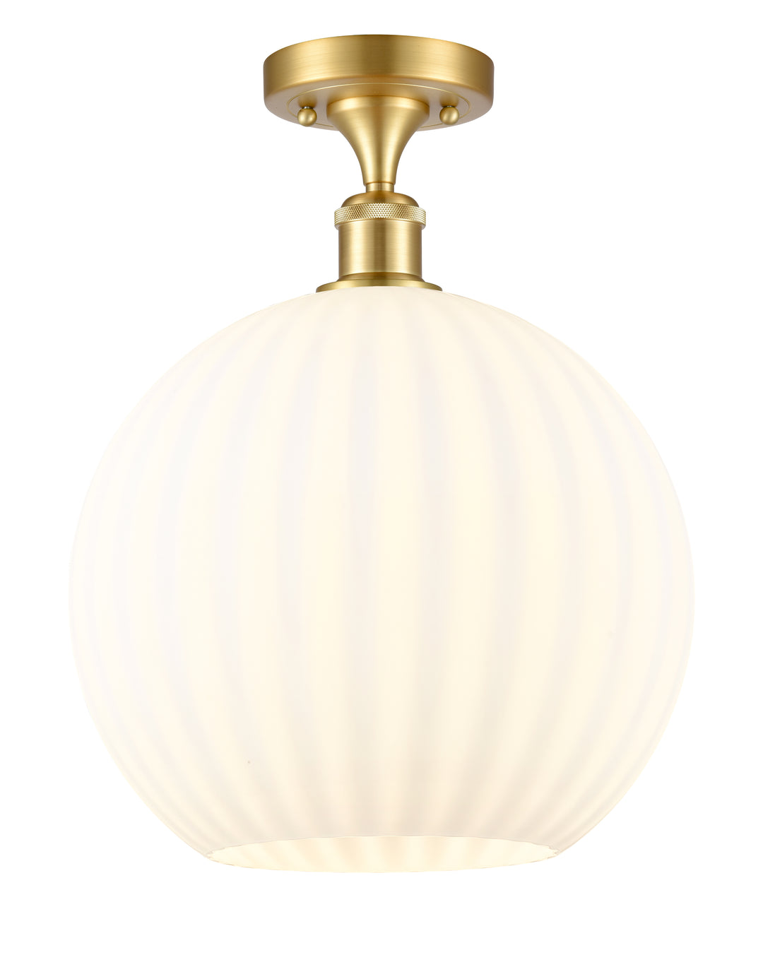 Innovations Lighting White Venetian 12" Semi-Flush Mount - Satin Gold Ceiling Semi Flush Mounts Innovations Lighting   