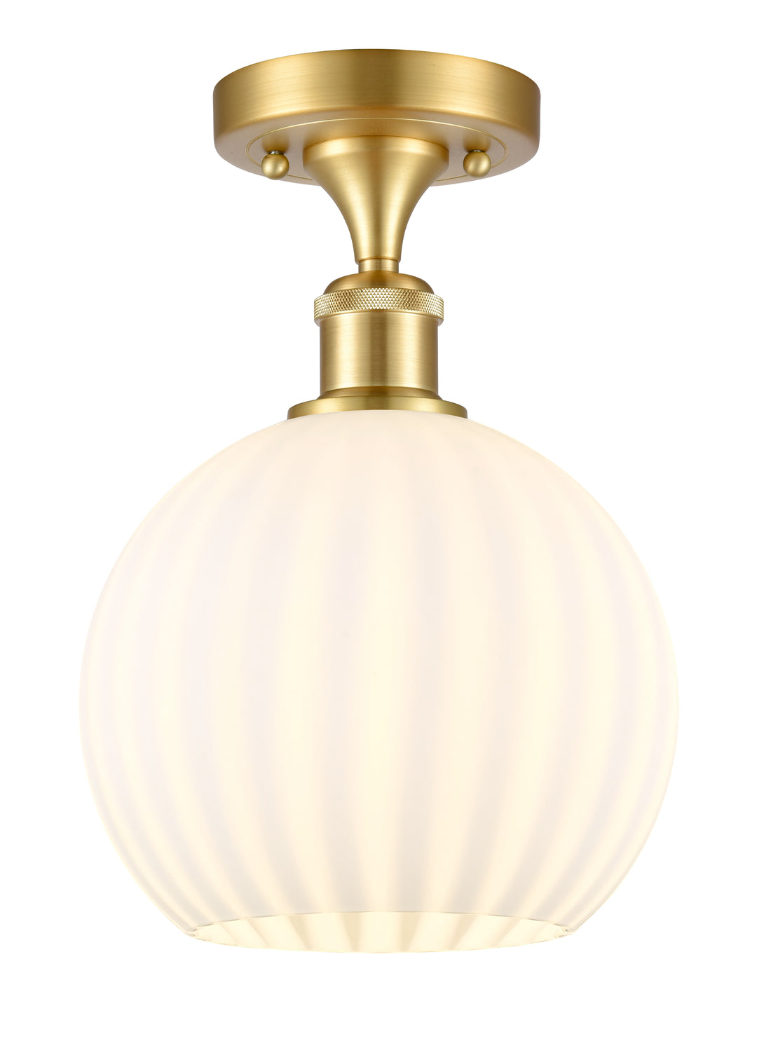 Innovations Lighting White Venetian 8" Semi-Flush Mount - Satin Gold