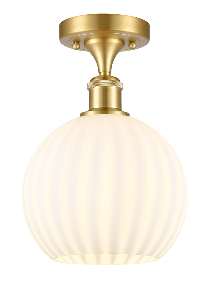 Innovations Lighting White Venetian 8" Semi-Flush Mount - Satin Gold